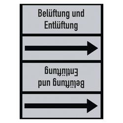 Rohrleitungskennzeichen Belüftung und Entlüftung für Rohrleitungen ab Ø 50 mm (2 Zoll), Folie selbstklebend 90 mm x 33 m auf Rolle