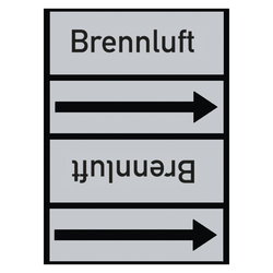 Rohrleitungskennzeichen Brennluft für Rohrleitungen ab Ø 50 mm (2 Zoll), Folie selbstklebend 90 mm x 33 m auf Rolle