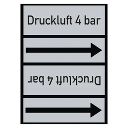 Rohrleitungskennzeichen Druckluft 4 bar für Rohrleitungen ab Ø 50 mm (2 Zoll), Folie selbstklebend 90 mm x 33 m auf Rolle