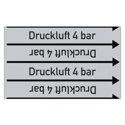 Rohrleitungskennzeichen Druckluft 4 bar für Rohrleitungen ab Ø 10 mm (3/8 Zoll), Folie selbstklebend 90 mm x 33 m auf Rolle