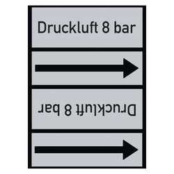 Rohrleitungskennzeichen Druckluft 8 bar für Rohrleitungen ab Ø 50 mm (2 Zoll), Folie selbstklebend 90 mm x 33 m auf Rolle