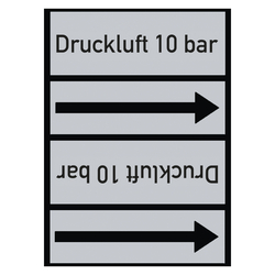 Rohrleitungskennzeichen Druckluft 10 bar für Rohrleitungen ab Ø 50 mm (2 Zoll), Folie selbstklebend 90 mm x 33 m auf Rolle