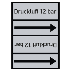 Rohrleitungskennzeichen Druckluft 12 bar für Rohrleitungen ab Ø 50 mm (2 Zoll), Folie selbstklebend 90 mm x 33 m auf Rolle