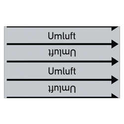 Rohrleitungskennzeichen Umluft für Rohrleitungen ab Ø 10 mm (3/8 Zoll), Folie selbstklebend 90 mm x 33 m auf Rolle