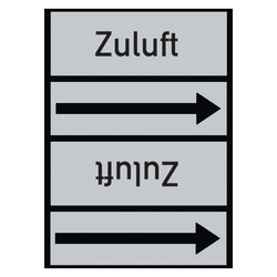 Rohrleitungskennzeichen Zuluft für Rohrleitungen ab Ø 50 mm (2 Zoll), Folie selbstklebend 90 mm x 33 m auf Rolle