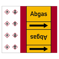 Rohrleitungskennzeichen Abgas für Rohrleitungen ab Ø 50 mm (2 Zoll), Folie selbstklebend 180 mm x 33 m auf Rolle