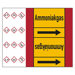 Rohrleitungskennzeichen Ammoniakgas für Rohrleitungen ab Ø 50 mm (2 Zoll), Folie selbstklebend 180 mm x 33 m auf Rolle