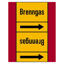 Rohrleitungskennzeichen Brenngas für Rohrleitungen ab Ø 50 mm (2 Zoll), Folie selbstklebend 105 mm x 33 m auf Rolle