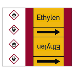 Rohrleitungskennzeichen Ethylen für Rohrleitungen ab Ø 50 mm (2 Zoll), Folie selbstklebend 180 mm x 33 m auf Rolle