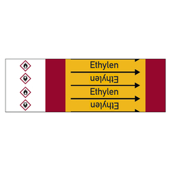 Rohrleitungskennzeichen Ethylen für Rohrleitungen ab Ø 10 mm (3/8 Zoll), Folie selbstklebend 105 mm x 33 m auf Rolle