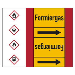 Rohrleitungskennzeichen Formiergas für Rohrleitungen ab Ø 50 mm (2 Zoll), Folie selbstklebend 180 mm x 33 m auf Rolle