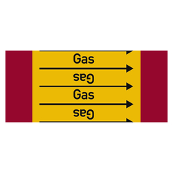 Rohrleitungskennzeichen Gas für Rohrleitungen ab Ø 10 mm (3/8 Zoll), Folie selbstklebend 90 mm x 33 m auf Rolle