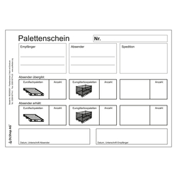 Palettenschein Lademittelnachweis mit Eindruck DIN A5 quer Block á 50 Satz 2-fach