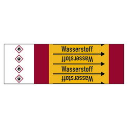 Rohrleitungskennzeichen Wasserstoff für Rohrleitungen ab Ø 10 mm (3/8 Zoll), Folie selbstklebend 105 mm x 33 m auf Rolle