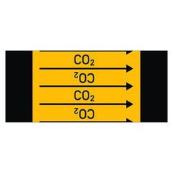 Rohrleitungskennzeichen CO2 für Rohrleitungen ab Ø 10 mm (3/8 Zoll), Folie selbstklebend 90 mm x 33 m auf Rolle