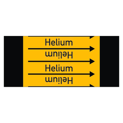 Rohrleitungskennzeichen Helium für Rohrleitungen ab Ø 10 mm (3/8 Zoll), Folie selbstklebend 90 mm x 33 m auf Rolle