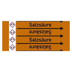 Rohrleitungskennzeichen Salzsäure für Rohrleitungen ab Ø 10 mm (3/8 Zoll), Folie selbstklebend 90 mm x 33 m auf Rolle