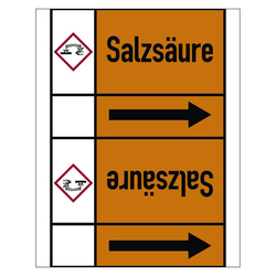 Rohrleitungskennzeichen Salzsäure für Rohrleitungen ab Ø 50 mm (2 Zoll), Folie selbstklebend 105 mm x 33 m auf Rolle