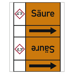 Rohrleitungskennzeichen Säure für Rohrleitungen ab Ø 50 mm (2 Zoll), Folie selbstklebend 105 mm x 33 m auf Rolle