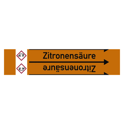 Rohrleitungskennzeichen Zitronensäure für Rohrleitungen ab Ø 10 mm (3/8 Zoll), Folie selbstklebend 90 mm x 33 m auf Rolle