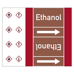 Rohrleitungskennzeichen Ethanol für Rohrleitungen ab Ø 50 mm (2 Zoll), Folie selbstklebend 180 mm x 33 m auf Rolle