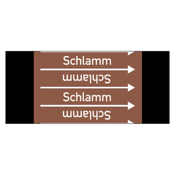 Rohrleitungskennzeichen Schlamm für Rohrleitungen ab Ø 10 mm (3/8 Zoll), Folie selbstklebend 90 mm x 33 m auf Rolle