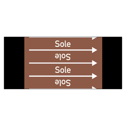 Rohrleitungskennzeichen Sole für Rohrleitungen ab Ø 10 mm (3/8 Zoll), Folie selbstklebend 90 mm x 33 m auf Rolle