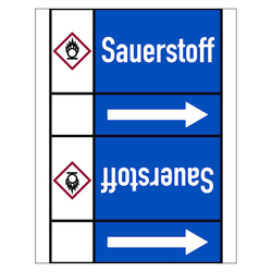 Rohrleitungskennzeichen Sauerstoff für Rohrleitungen ab Ø 50 mm (2 Zoll), Folie selbstklebend 105 mm x 33 m auf Rolle