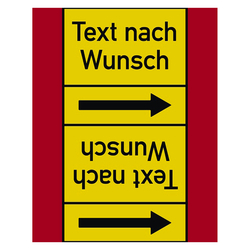 Rohrleitungskennzeichen Brennbare Gase - Text nach Wunsch für Rohrleitungen ab Ø 50 mm (2 Zoll), Folie selbstklebend 105 mm x 33 m auf Rolle