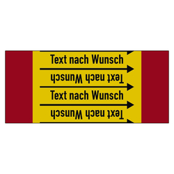 Rohrleitungskennzeichen Brennbare Gase - Text nach Wunsch für Rohrleitungen ab Ø 10 mm (3/8 Zoll), Folie selbstklebend 90 mm x 33 m auf Rolle