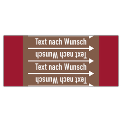 Rohrleitungskennzeichen Brennbare Flüssigkeiten - Text nach Wunsch für Rohrleitungen ab Ø 10 mm (3/8 Zoll), Folie selbstklebend 90 mm x 33 m auf Rolle