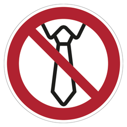 Verbotszeichen "Bedienung mit Krawatte verboten" praxisbewährt Folie selbstklebend Ø 50 mm, 6 Stück/Bogen