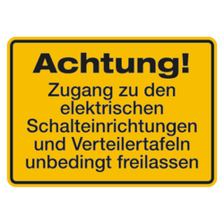 Warnschild "Achtung! Elektrische Schalteinrichtungen" Kunststoff 350 x 250 mm