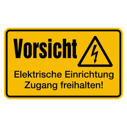 Warnschild "Vorsicht Elektrische Einrichtung, Zugang freihalten!" Folie selbstklebend 150 x 90 mm