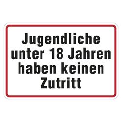 Hinweisschild "Jugendlichen unter 18 Jahren haben keinen Zutritt" Aluminium geprägt 300 x 200 mm