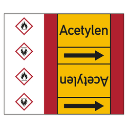 Rohrleitungskennzeichen Acetylen für Rohrleitungen ab Ø 50 mm (2 Zoll), Folie selbstklebend 180 mm x 33 m auf Rolle