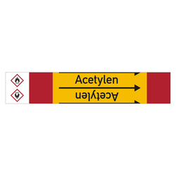 Rohrleitungskennzeichen Acetylen für Rohrleitungen ab Ø 10 mm (3/8 Zoll), Folie selbstklebend 105 mm x 33 m auf Rolle