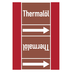 Rohrleitungskennzeichen Thermalöl für Rohrleitungen ab Ø 50 mm (2 Zoll), Folie selbstklebend 105 mm x 33 m auf Rolle