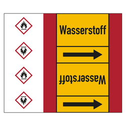 Rohrleitungskennzeichen Wasserstoff für Rohrleitungen ab Ø 50 mm (2 Zoll), Folie selbstklebend 180 mm x 33 m auf Rolle