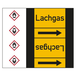 Rohrleitungskennzeichen Lachgas für Rohrleitungen ab Ø 50 mm (2 Zoll), Folie selbstklebend 180 mm x 33 m auf Rolle