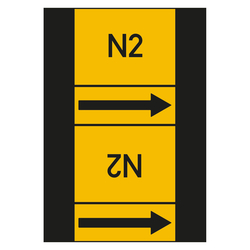 Rohrleitungskennzeichen N2 für Rohrleitungen ab Ø 50 mm (2 Zoll), Folie selbstklebend 105 mm x 33 m auf Rolle
