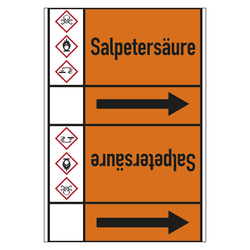 Rohrleitungskennzeichen Salpetersäure für Rohrleitungen ab Ø 50 mm (2 Zoll), Folie selbstklebend 105 mm x 33 m auf Rolle