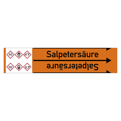Rohrleitungskennzeichen Salpetersäure für Rohrleitungen ab Ø 10 mm (3/8 Zoll), Folie selbstklebend 90 mm x 33 m auf Rolle