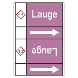 Rohrleitungskennzeichen Lauge für Rohrleitungen ab Ø 50 mm (2 Zoll), Folie selbstklebend 105 mm x 33 m auf Rolle