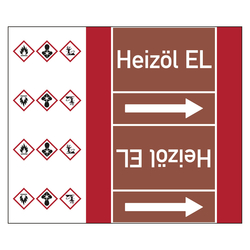 Rohrleitungskennzeichen Heizöl EL für Rohrleitungen ab Ø 50 mm (2 Zoll), Folie selbstklebend 180 mm x 33 m auf Rolle