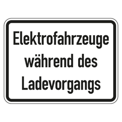 Verkehrszusatzzeichen "Elektrofahrzeuge während des Ladevorgangs" VZ 1050-32, Aluminium 2 mm, reflektierend RA1, 420 x 315 mm