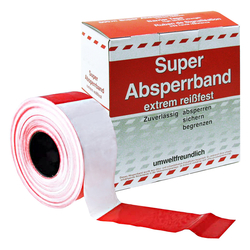 Absperrband Flatterband weiß/rot geblockt Rolle 80 mm x 100 m