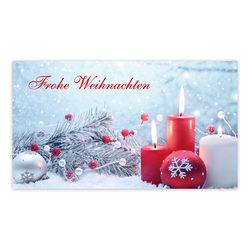 Weihnachtsaufkleber eckig "Frohe Weihnachten" Kerzen 74 x 42 mm 100 Stück