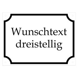 Hausnummer nach Wunsch dreistellig weiß/schwarz, Emaille, 210 x 148 mm