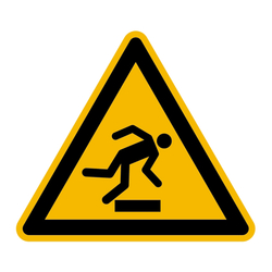 Warnzeichen "Warnung vor Hindernissen am Boden" DIN EN ISO 7010-W007, Folie selbstklebend SL 50 mm, 6 Stück/Bogen